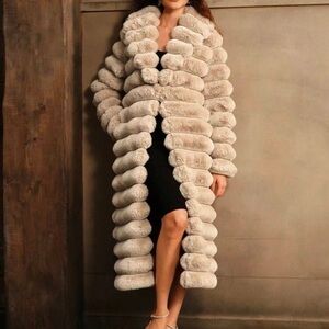 Elegant Cream Faux Fur Coat